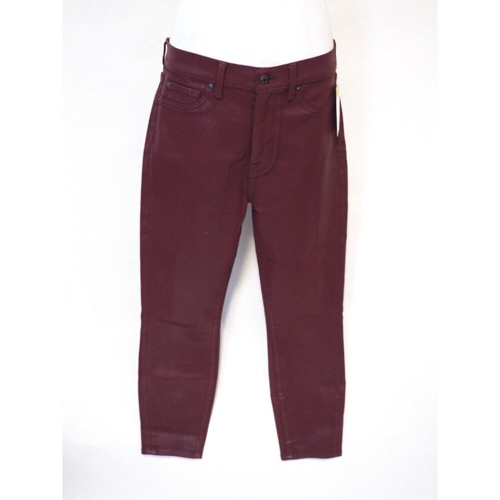 7 For All Mankind Maroon Coated Straight Leg Jeans, Size 30